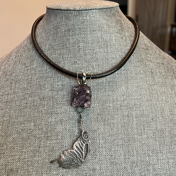 Beautiful butterfly, amethyst, choker - Picture 6 of 10